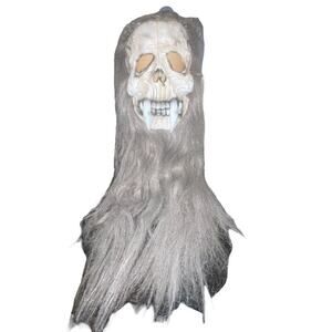 Long Hair Skull Skeleton Tusk Halloween Face Mask Costume Prop Totally Ghoul
